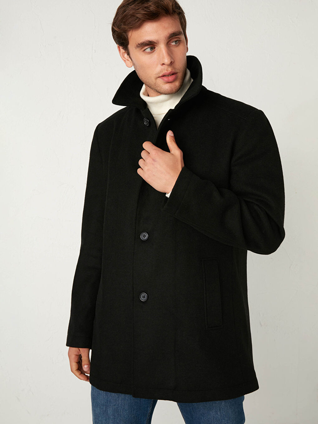 Manteau Épais Standard à Motif Uni-1