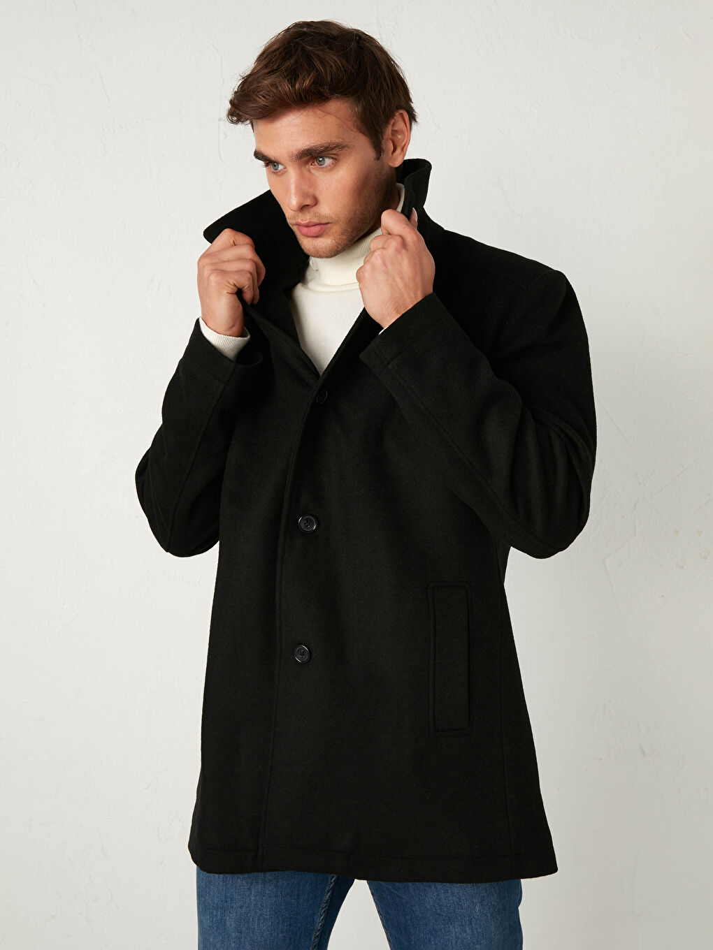 Manteau Épais Standard à Motif Uni-2