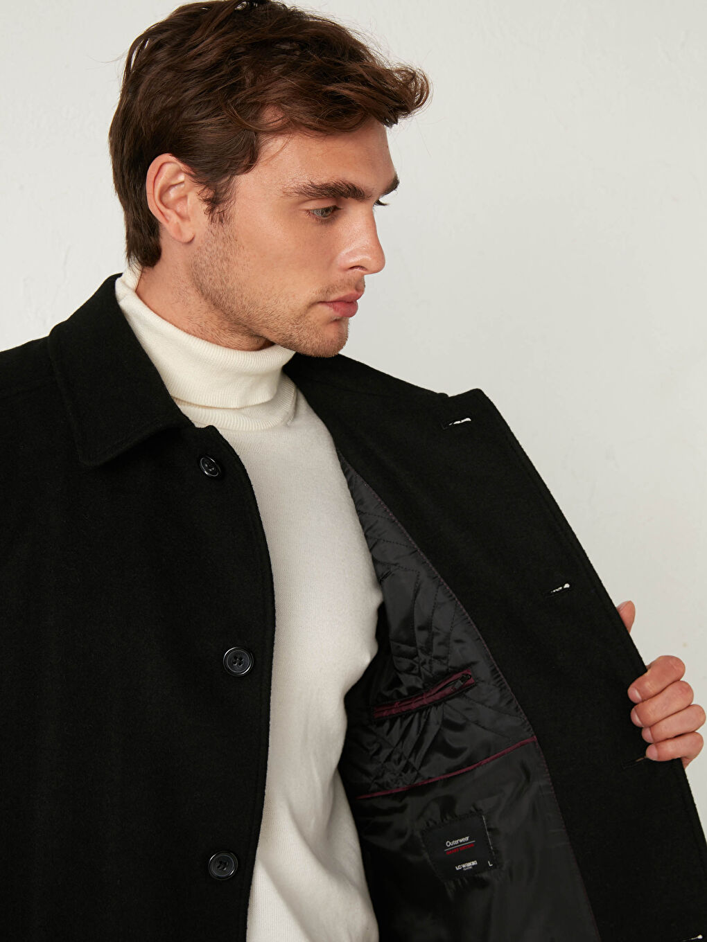 Manteau Épais Standard à Motif Uni-3