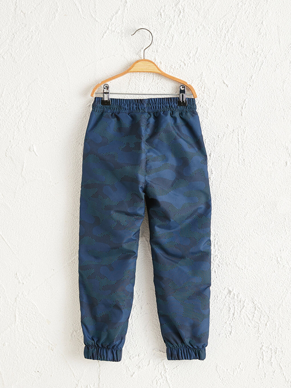 Lacivert Beli Lastikli Kamuflaj Desenli Polar Astarlı Erkek Çocuk Pantolon-1