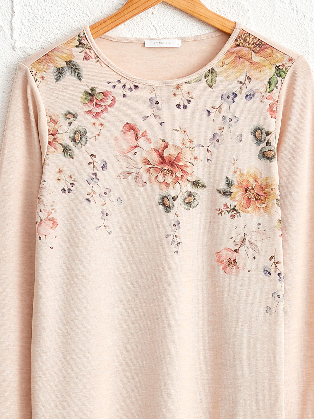 Crew Neck Long Sleeve Women's Printed Flexible T-Shirt-2