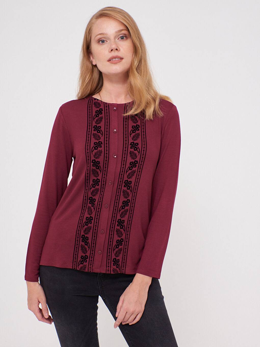 Figured T-Shirt with Pocket Detail-1