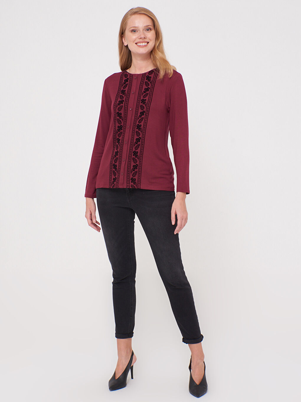 Figured T-Shirt with Pocket Detail-4