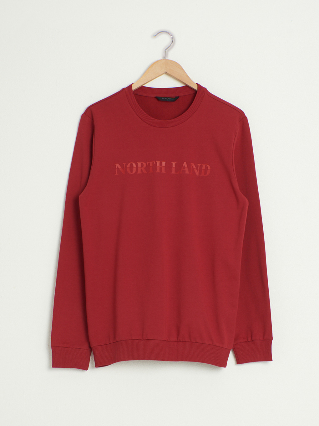 Bordo Bisiklet Yaka İnce Sweatshirt
