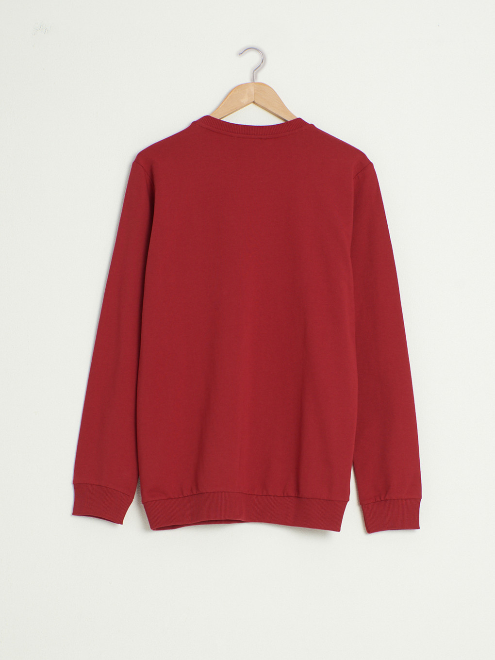 Bordo Bisiklet Yaka İnce Sweatshirt-1