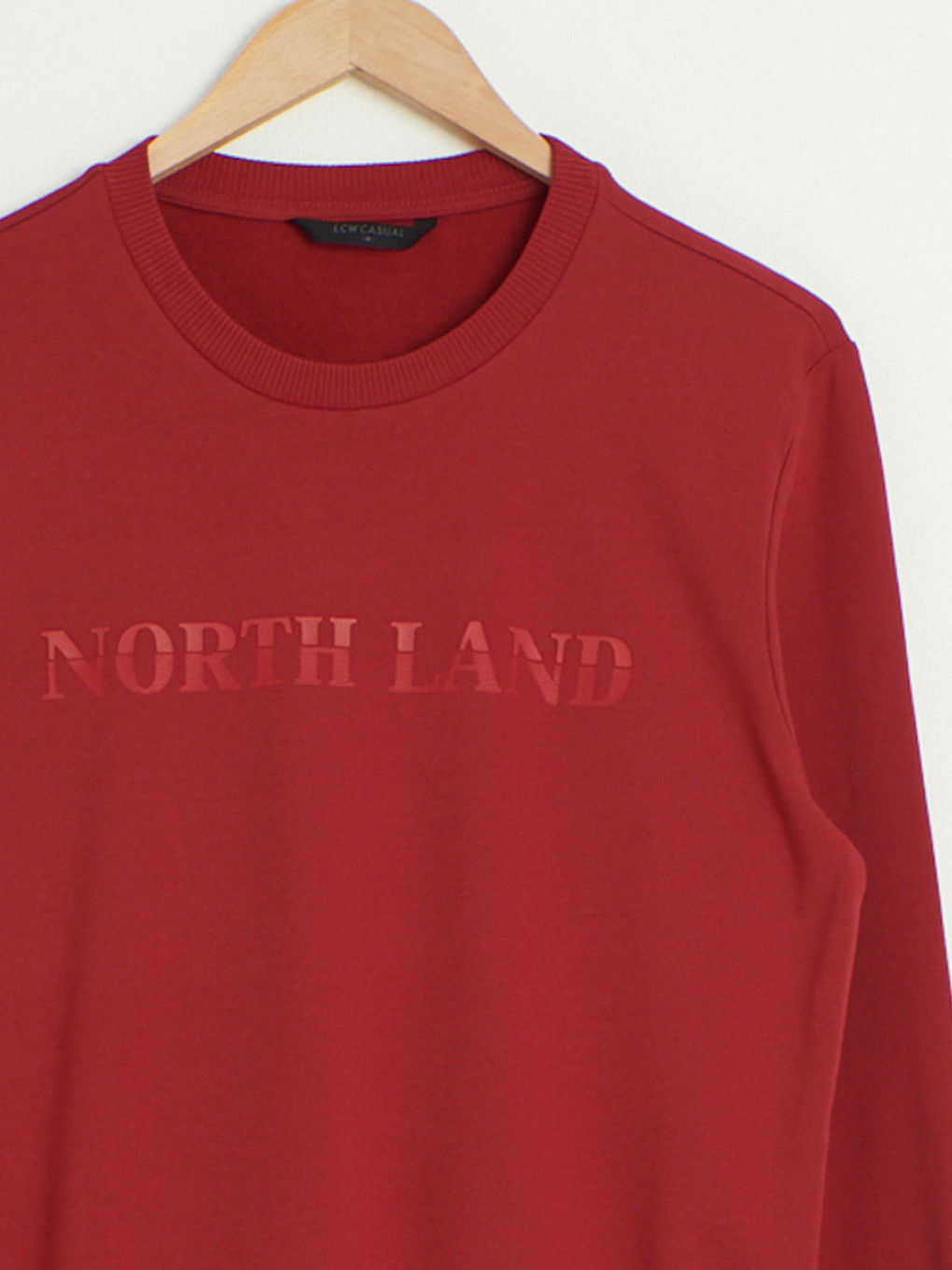 Bordo Bisiklet Yaka İnce Sweatshirt-2