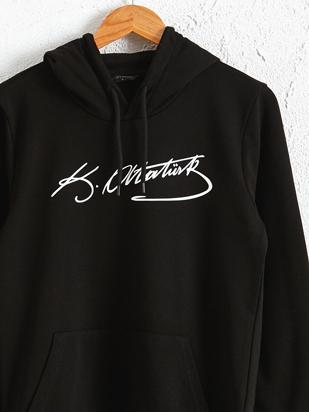 Siyah Uzun Kollu Baskılı Erkek Hoodie-2