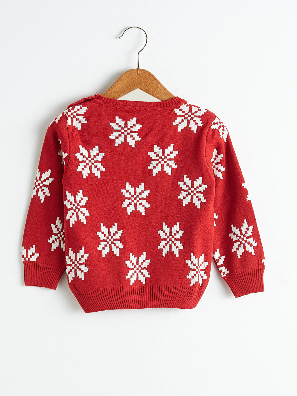 Kırmızı Erkek Bebek Yılbaşı Temalı Triko Kazak Baba Oğul Kombini-1