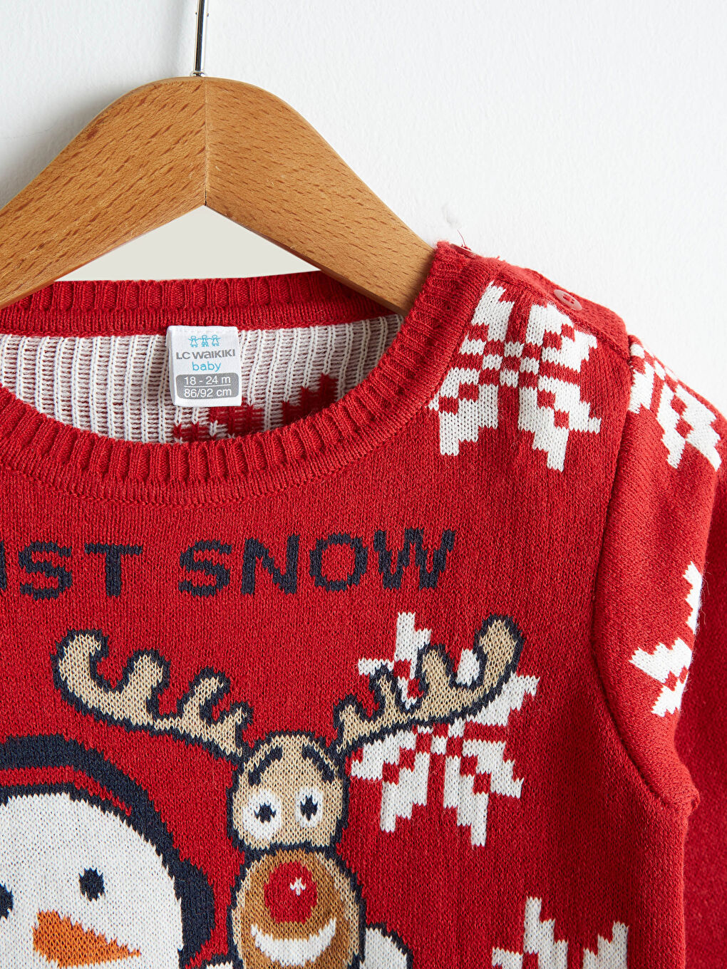 Kırmızı Erkek Bebek Yılbaşı Temalı Triko Kazak Baba Oğul Kombini-2