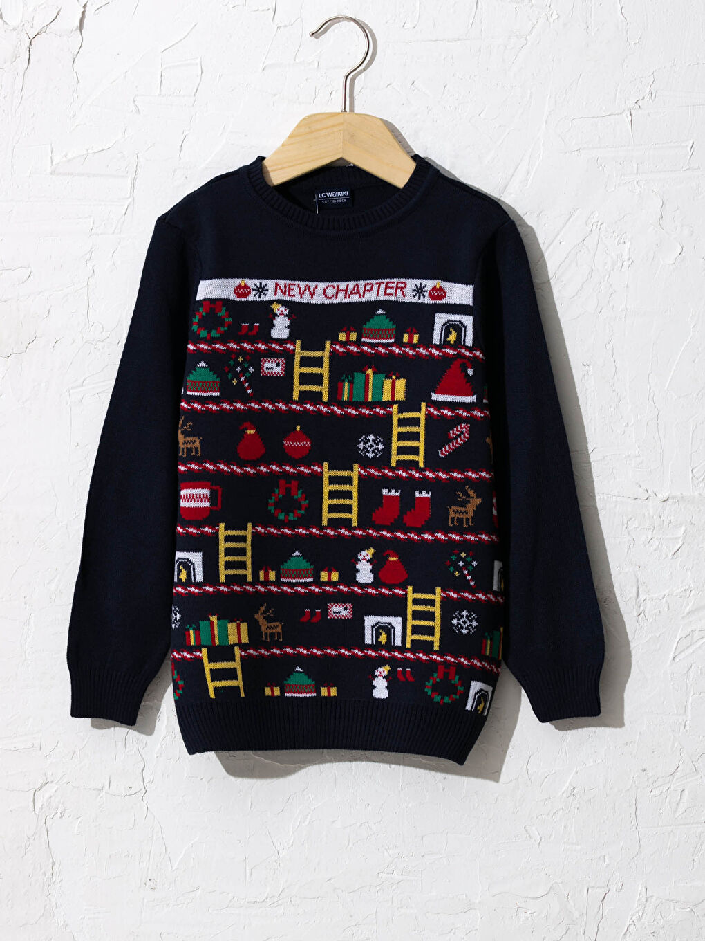 LCW Kids Boy's New Year Themed Lightweight Tricot Jumper Father and Son Matching -0WBL72Z4-HEL