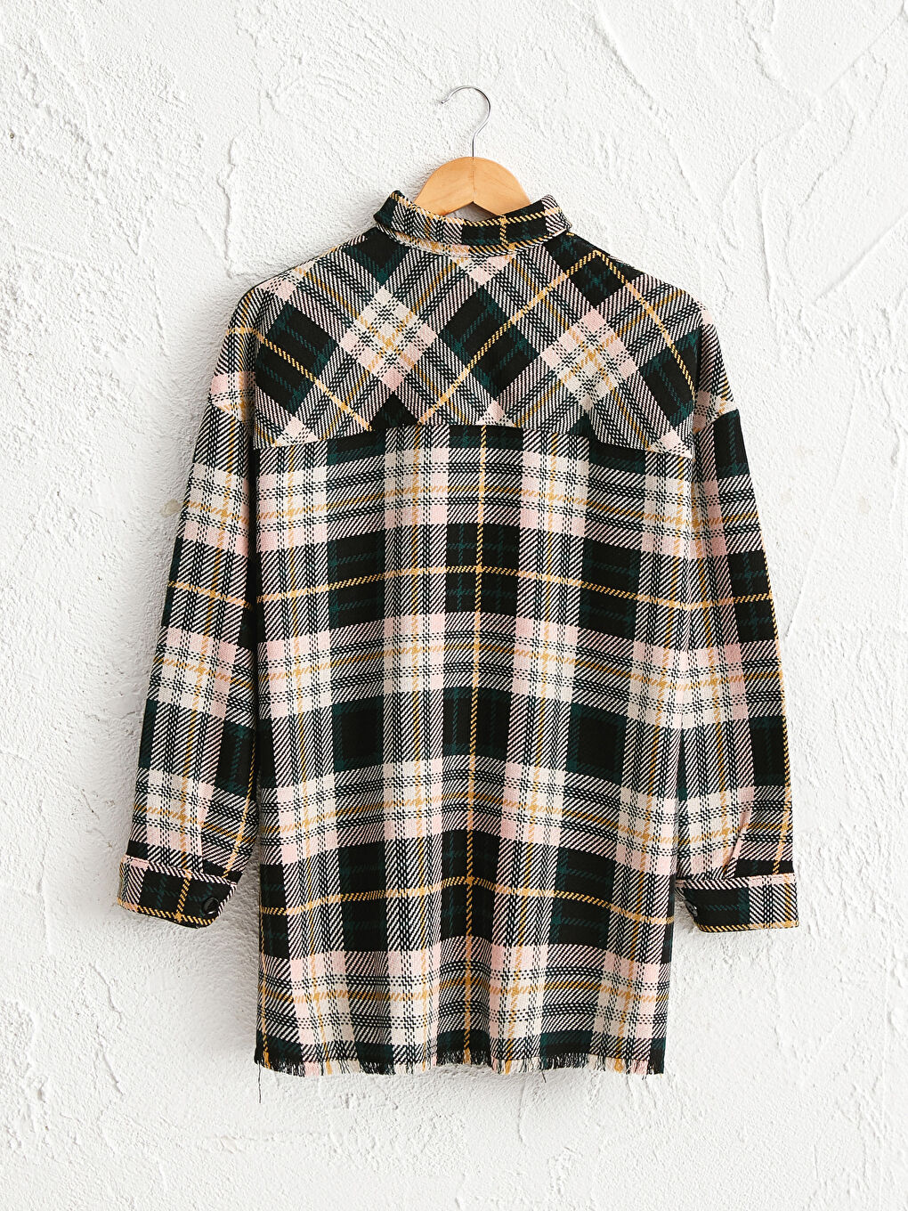 Pembe Ekose Desenli Salaş Kadın Oduncu Gömlek-1