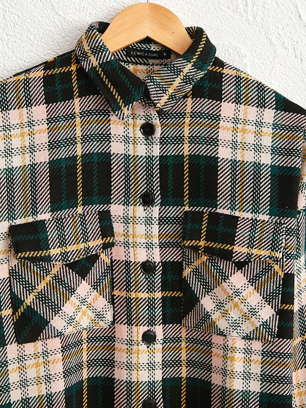 Pembe Ekose Desenli Salaş Kadın Oduncu Gömlek-2