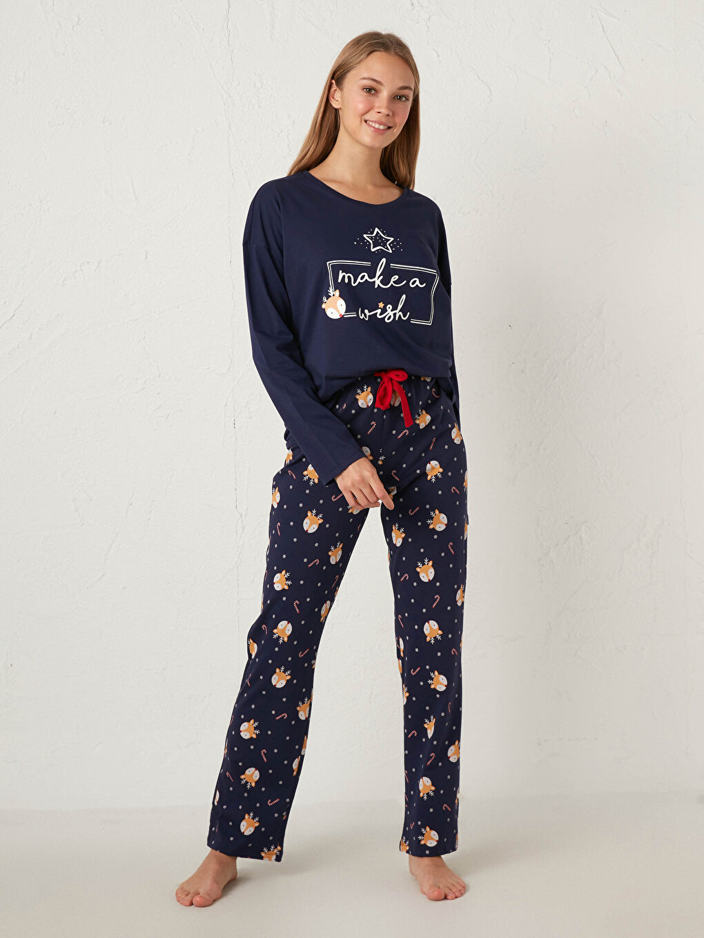 Комплект пижами от памук с принт-1