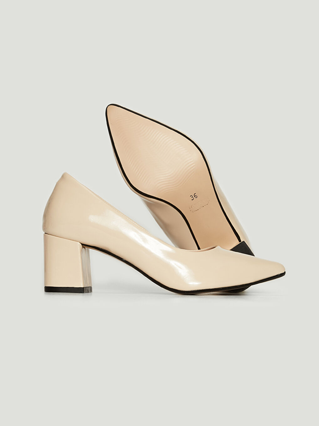 Bej Kadın Sivri Burun Topuklu Ayakkabı-2