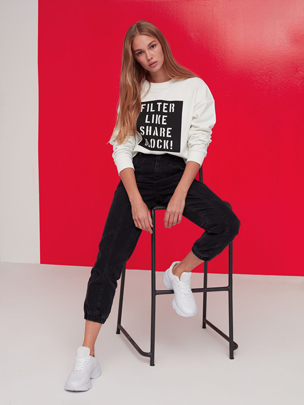 Slogan Printed Sweatshirt-2
