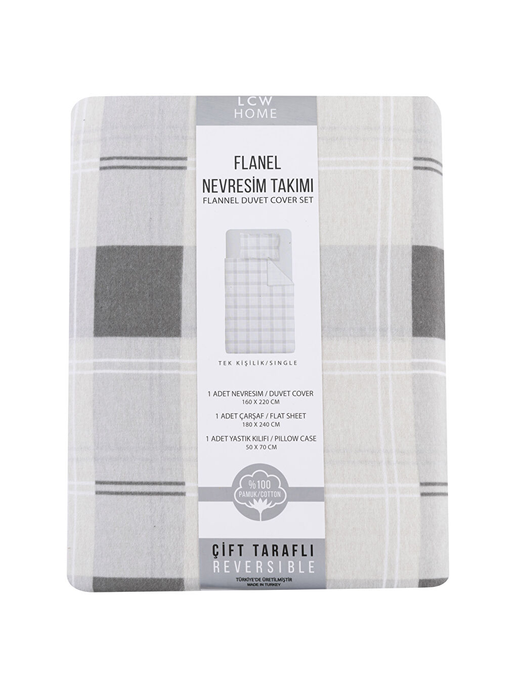 Gri Tek Kişilik Flanel Nevresim Takımı-7