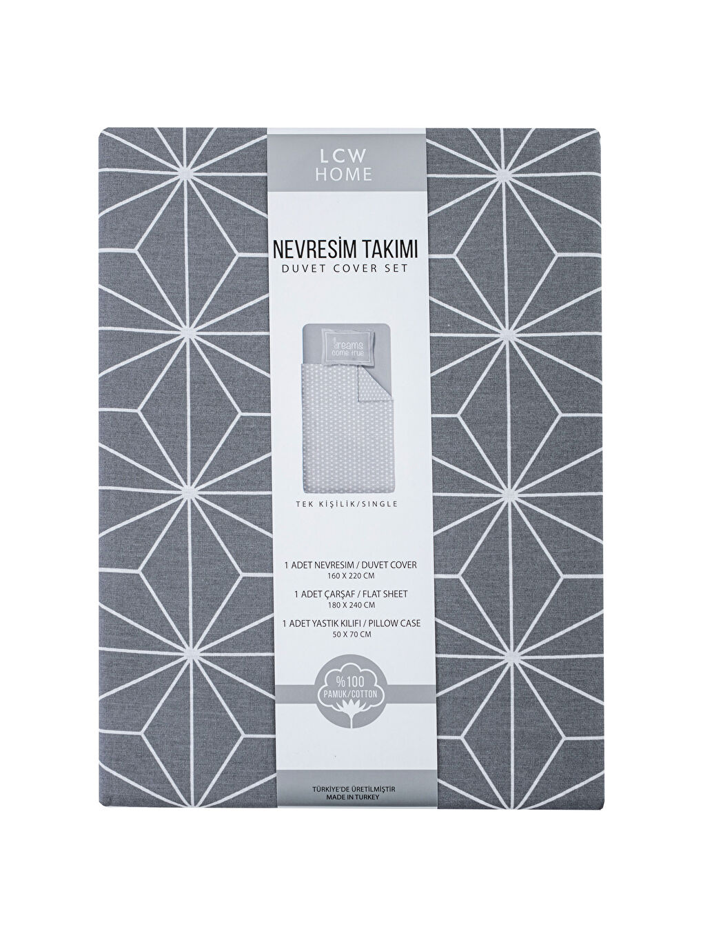 Gri Tek Kişilik  Nevresim Takımı-6