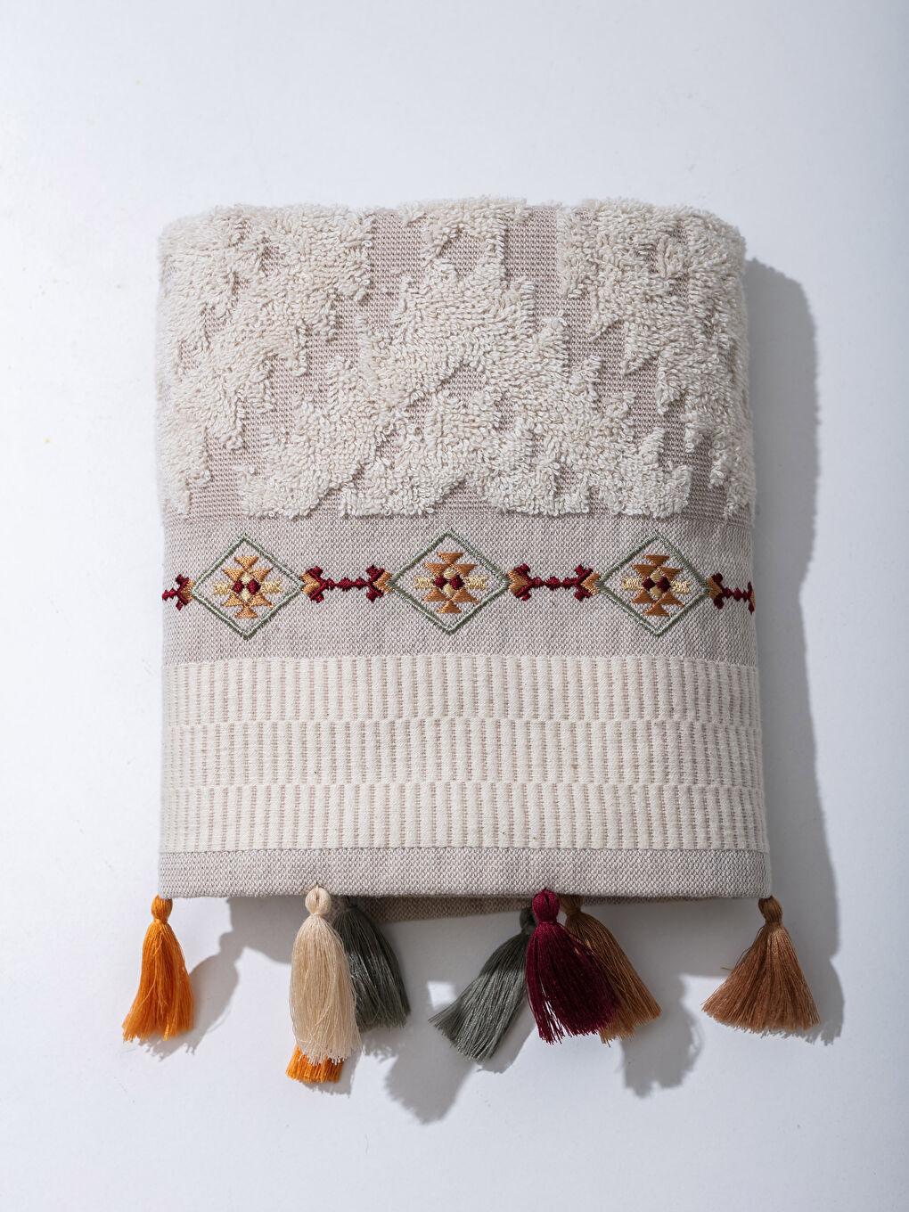 Полотенце Для Лица С Вышивкой И Кисточками-1