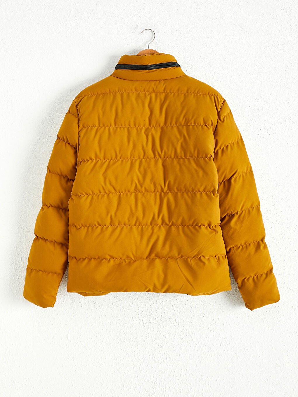 Sarı Dik Yaka Kalın Şişme Mont-1