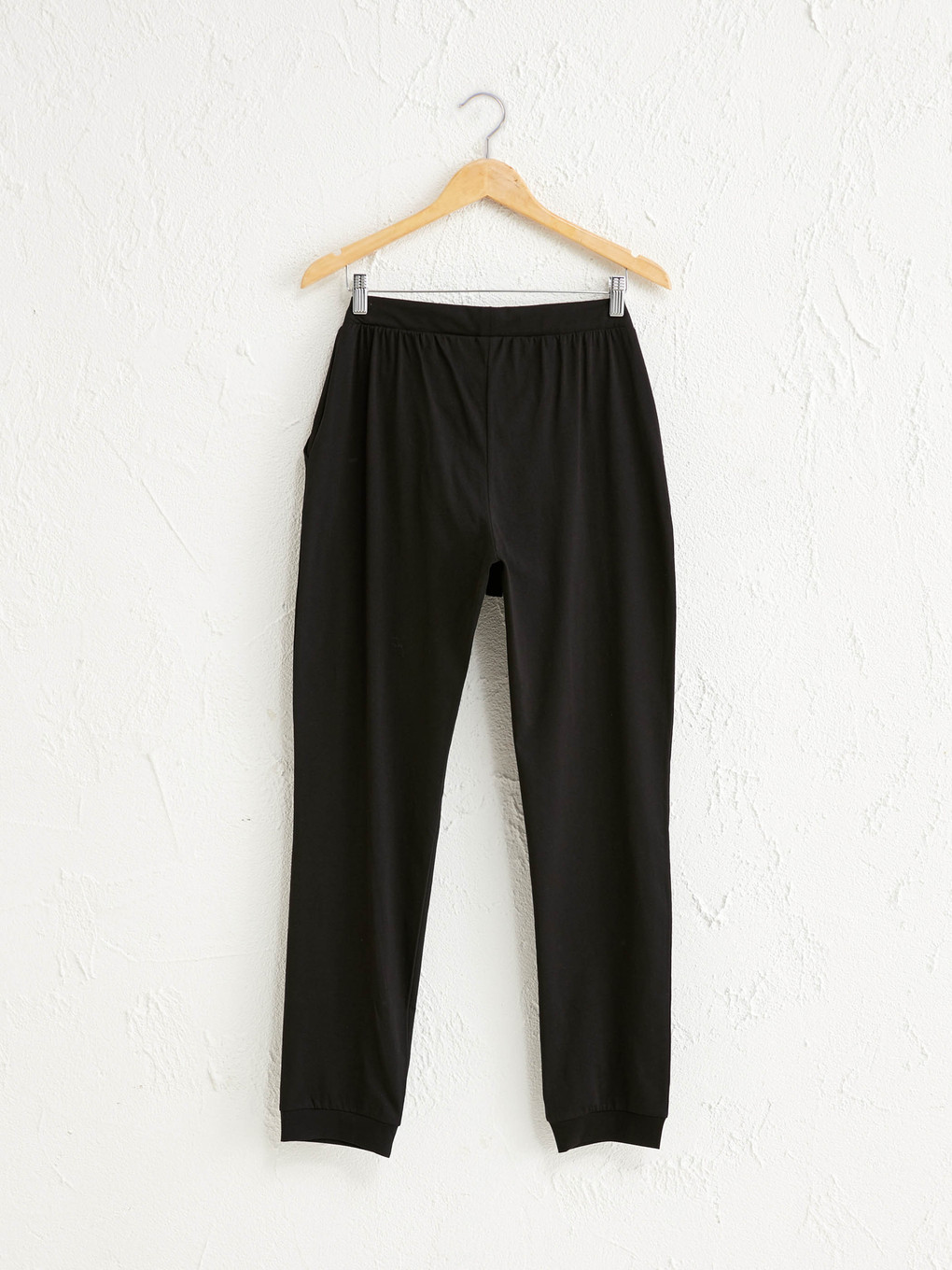 Siyah Beli Lastikli Pamuklu Pijama Altı-1