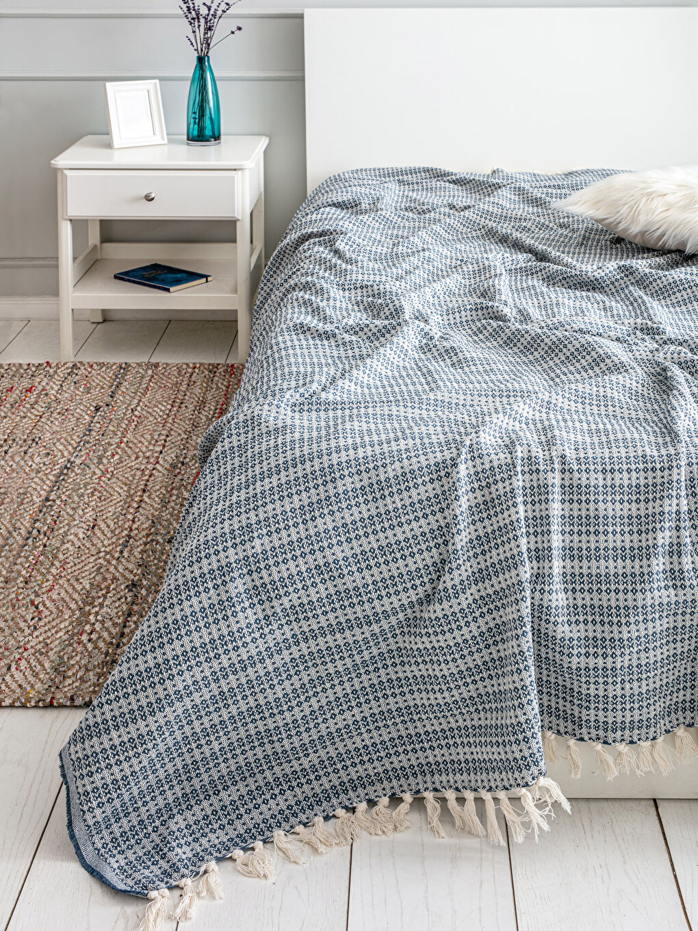 İndigo Tek Kişilik Yatak Örtüsü