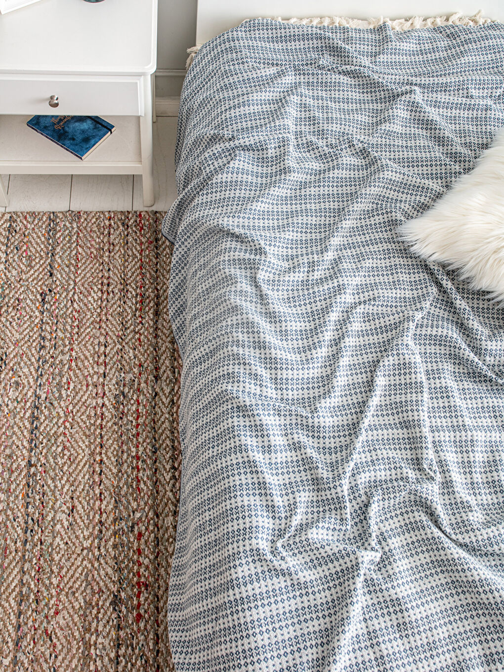 İndigo Tek Kişilik Yatak Örtüsü-1