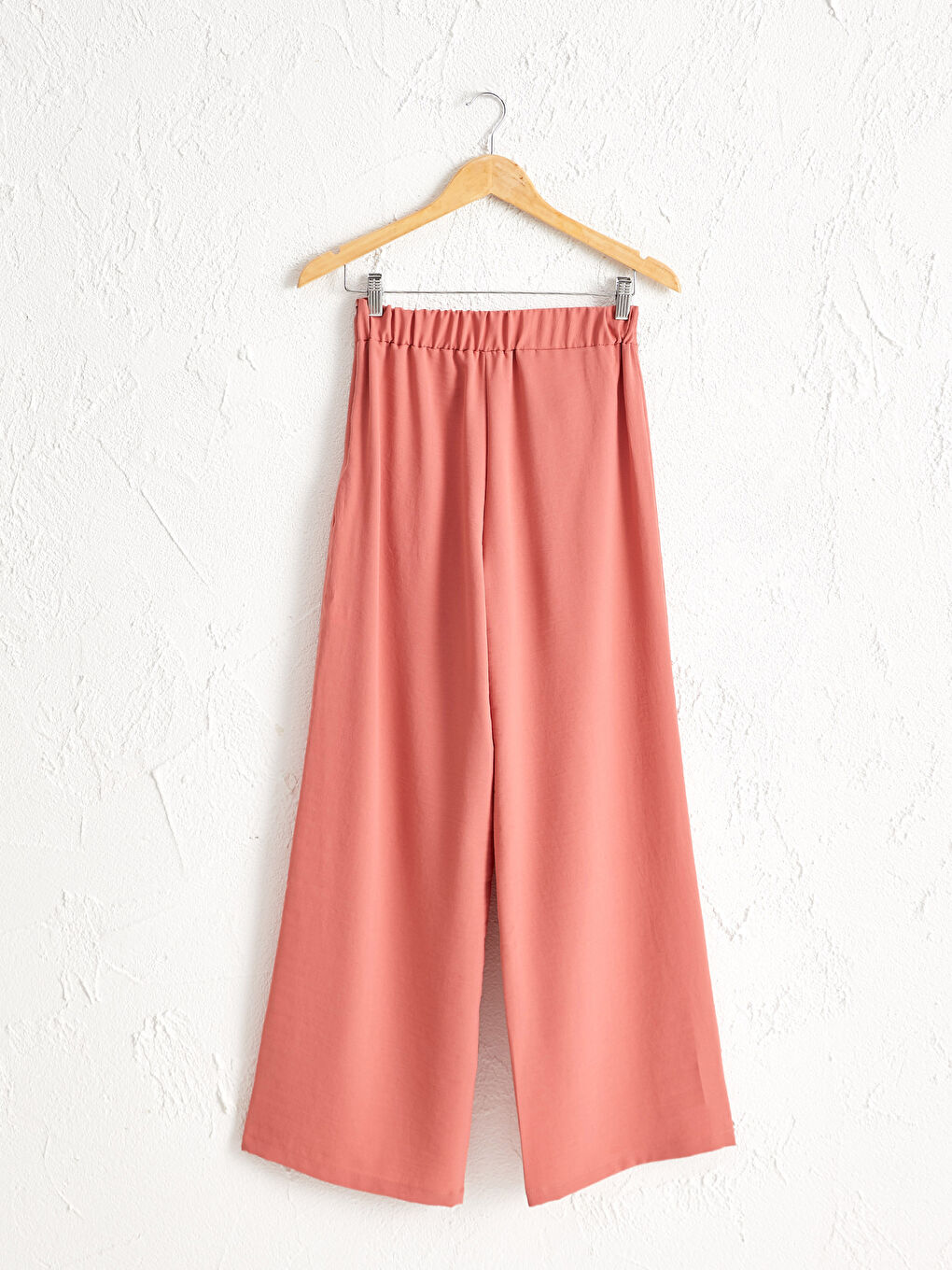 Kahverengi Dokulu Kumaştan Palazzo Pantolon-1