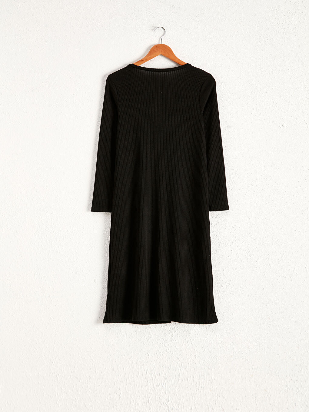 LCWAIKIKI Classic V-Ausschnitt Langarm Kleid aus gekämmter Baumwolle für Damen Flexibles Bleistiftkleid -0WBS72Z8-CVL