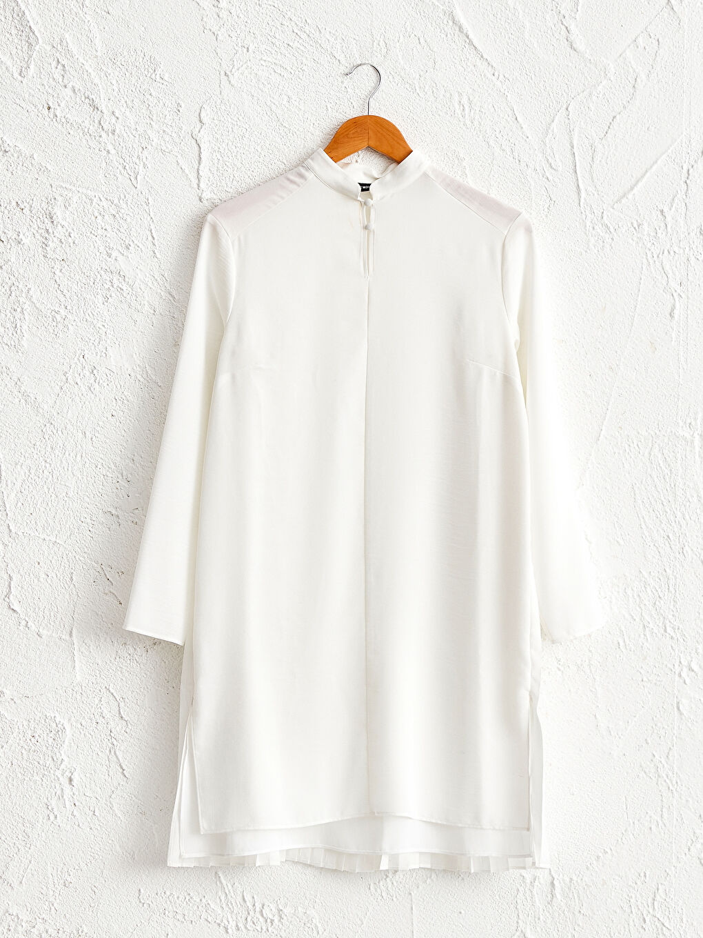 Grandad Collar Long Sleeve Crepe Women's Plain Crepe Tunic