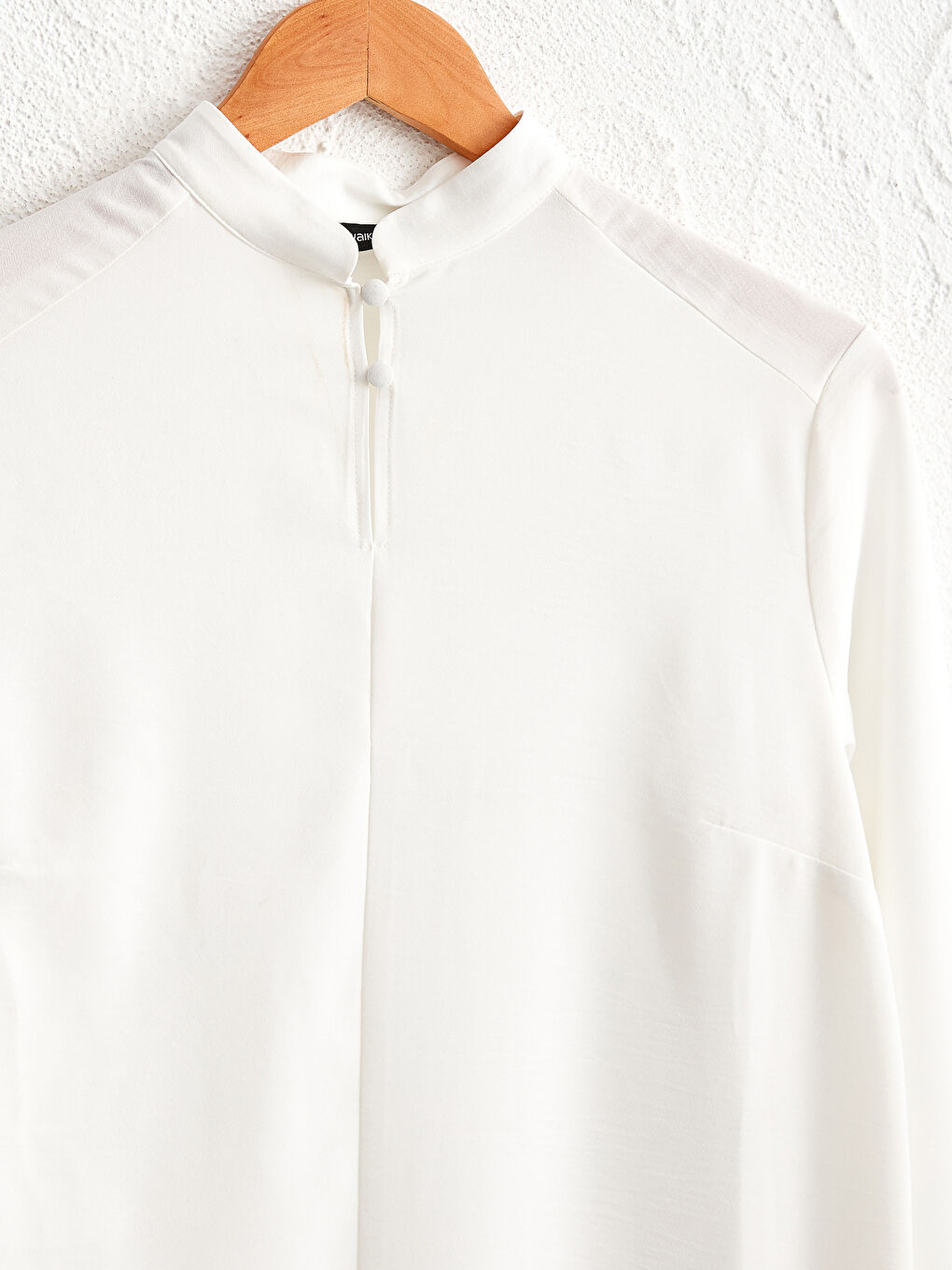 Grandad Collar Long Sleeve Crepe Women's Plain Crepe Tunic-2