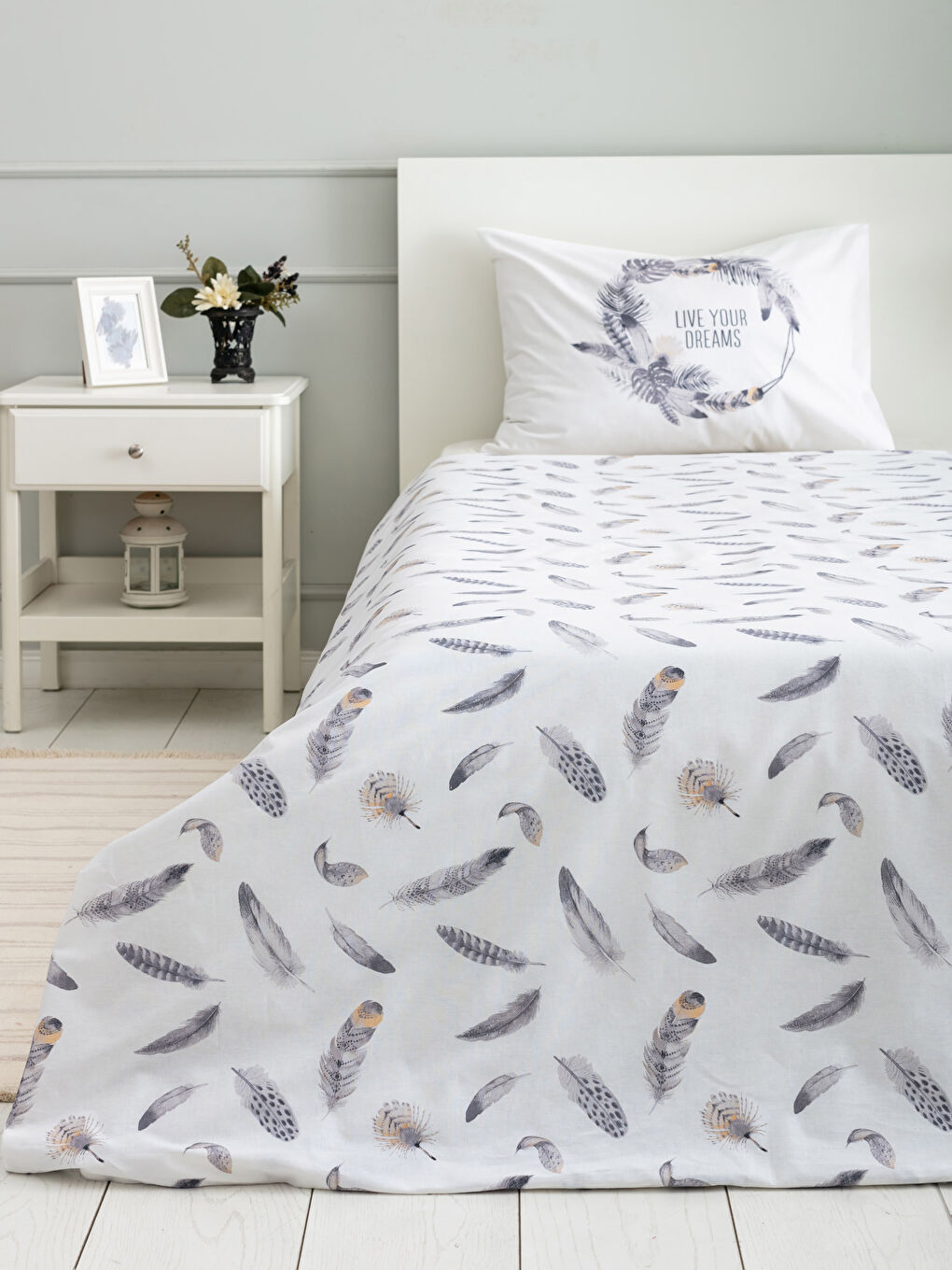 Bej Tek Kişilik Nevresim Seti