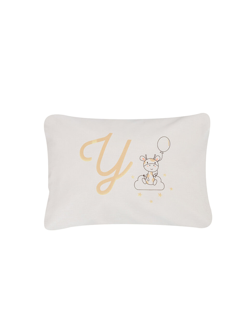 Bej Y Harfi Baskılı Bebek Yastık Kılıfı-1