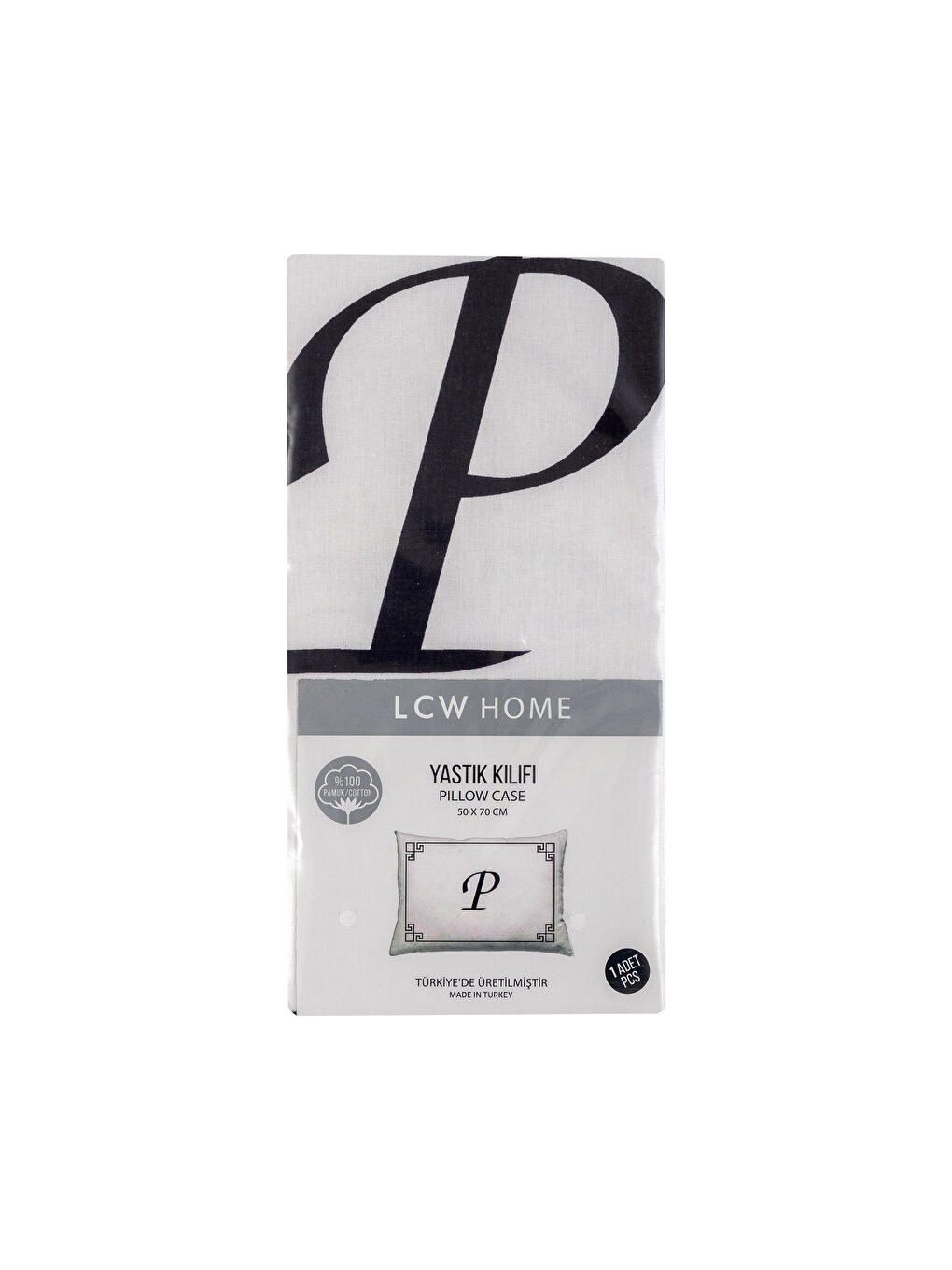 Siyah P Harfi Baskılı Yastık Kılıfı-3
