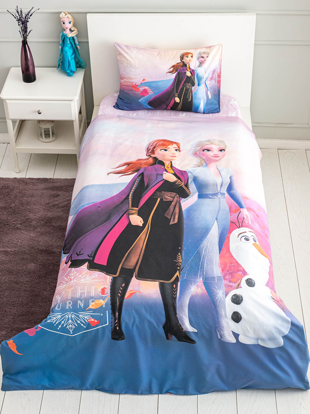 LCW HOME Girl's Frozen Licensed Duvet Cover Set -0WBY24Z4-F9C