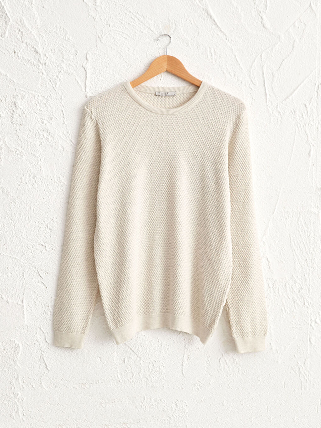 Ekru Bisiklet Yaka İnce Triko Kazak