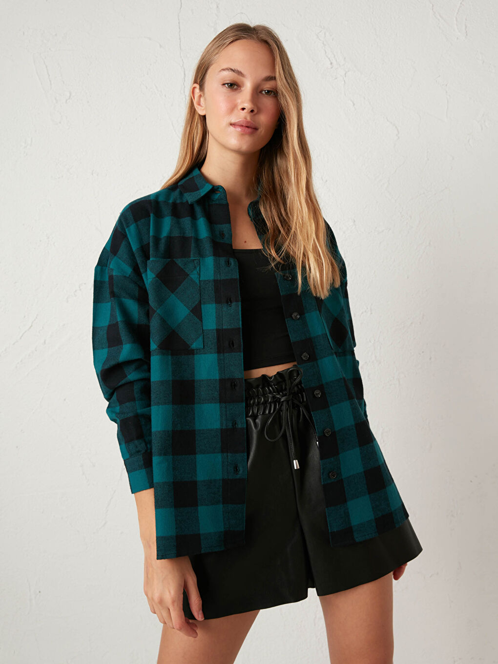 LCW Vision Oversize Plaid Shirt -0WCA22Z8-LM7