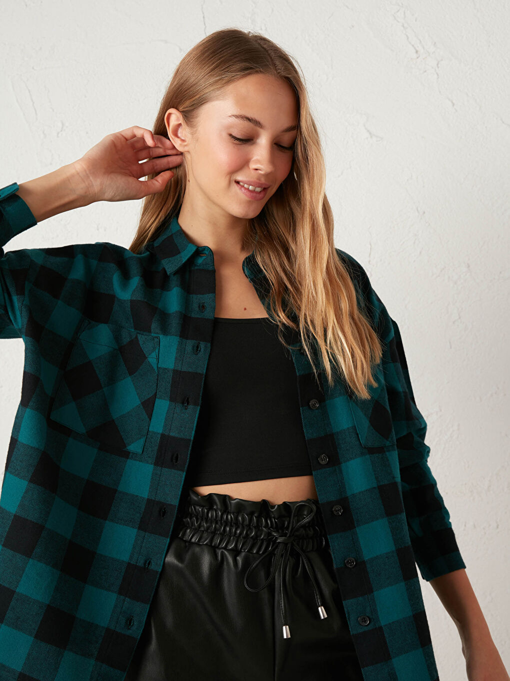 LCW Vision Oversize Plaid Shirt -0WCA22Z8-LM7