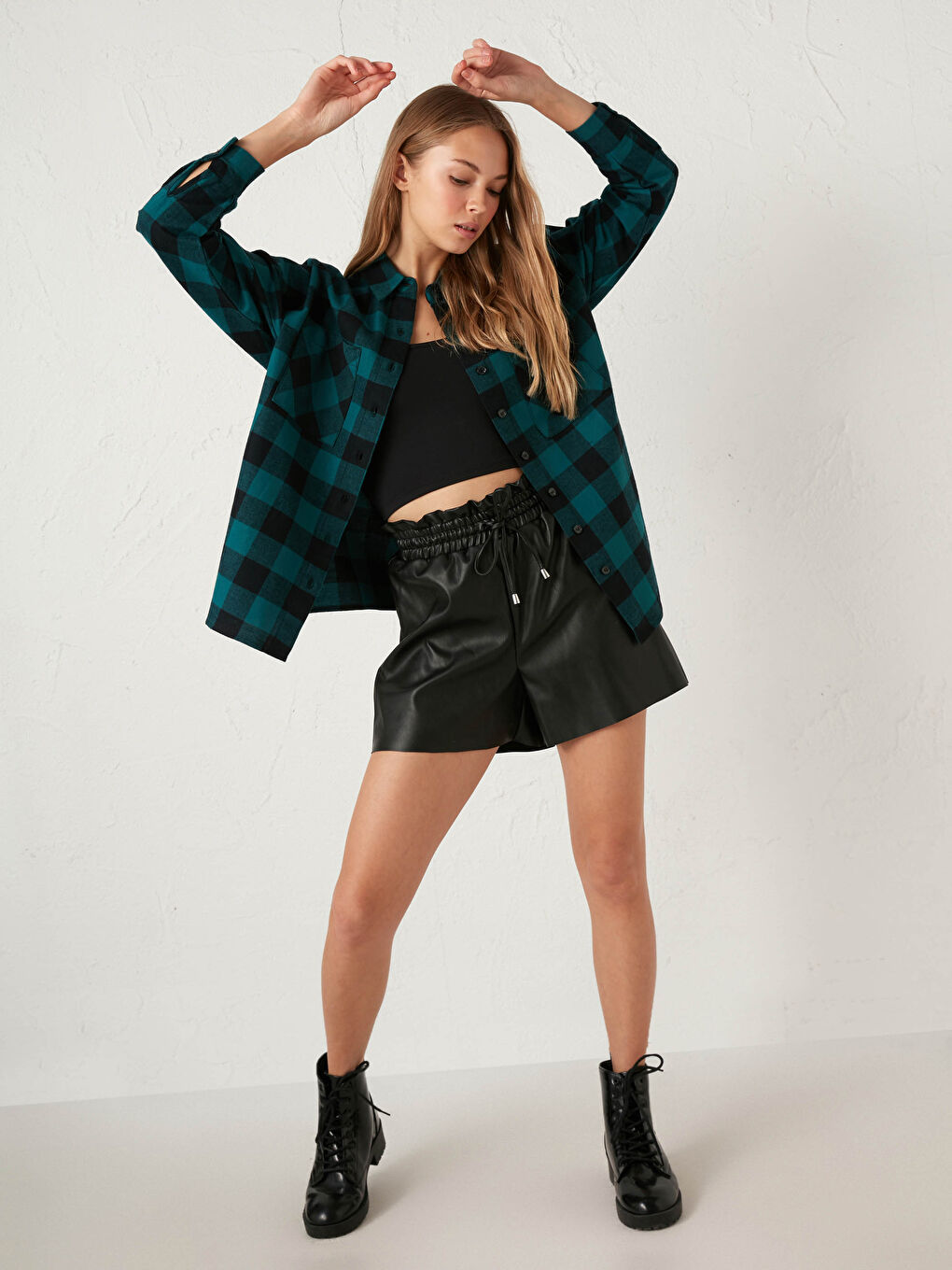 LCW Vision Oversize Plaid Shirt -0WCA22Z8-LM7