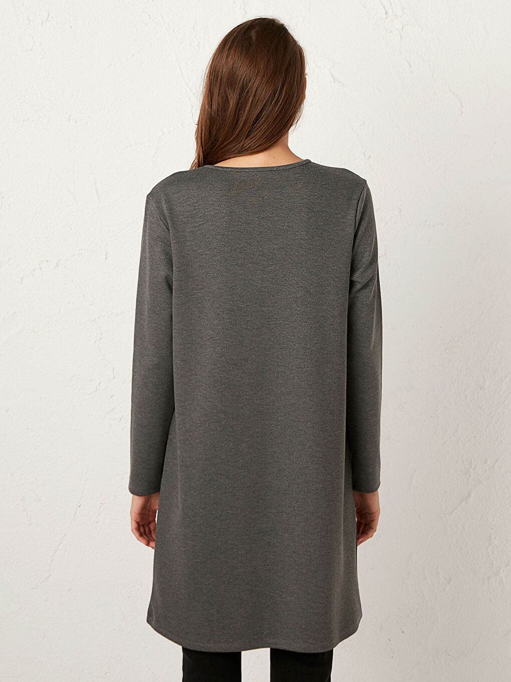 Tunique Longue Imprimée à Manches Longues pour Femmes à Col Rond et Coupe Standard-3