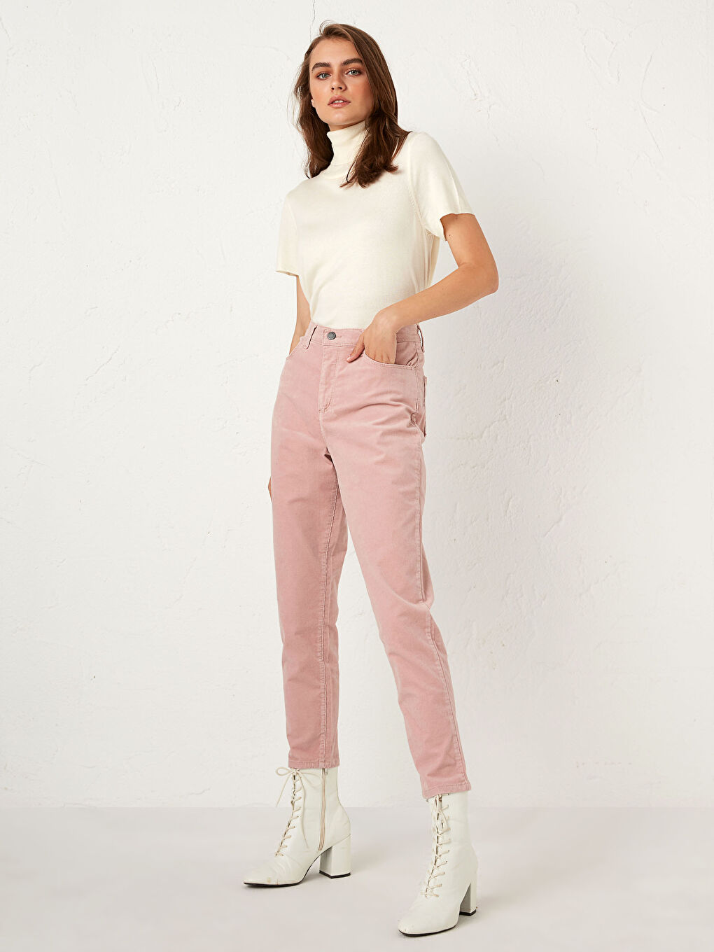 Pantalon Velours Coupe Carotte Longueur Cheville