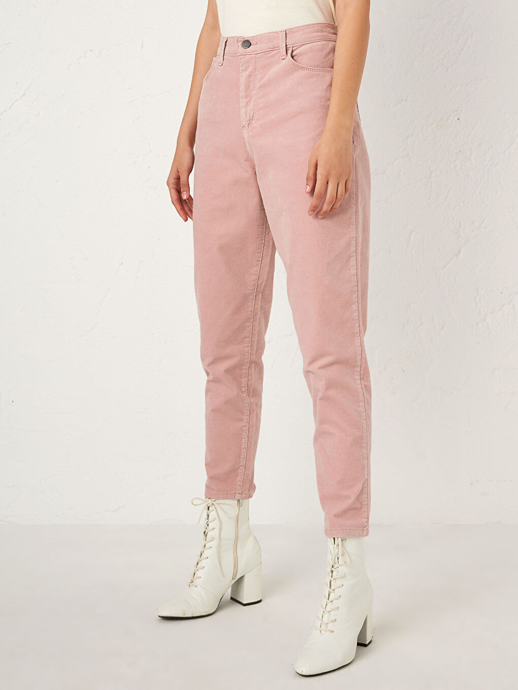 Pantalon Velours Coupe Carotte Longueur Cheville-2