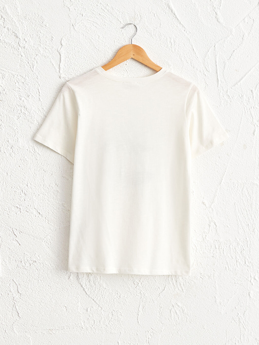 Ekru Baskılı Pamuklu Tişört-2