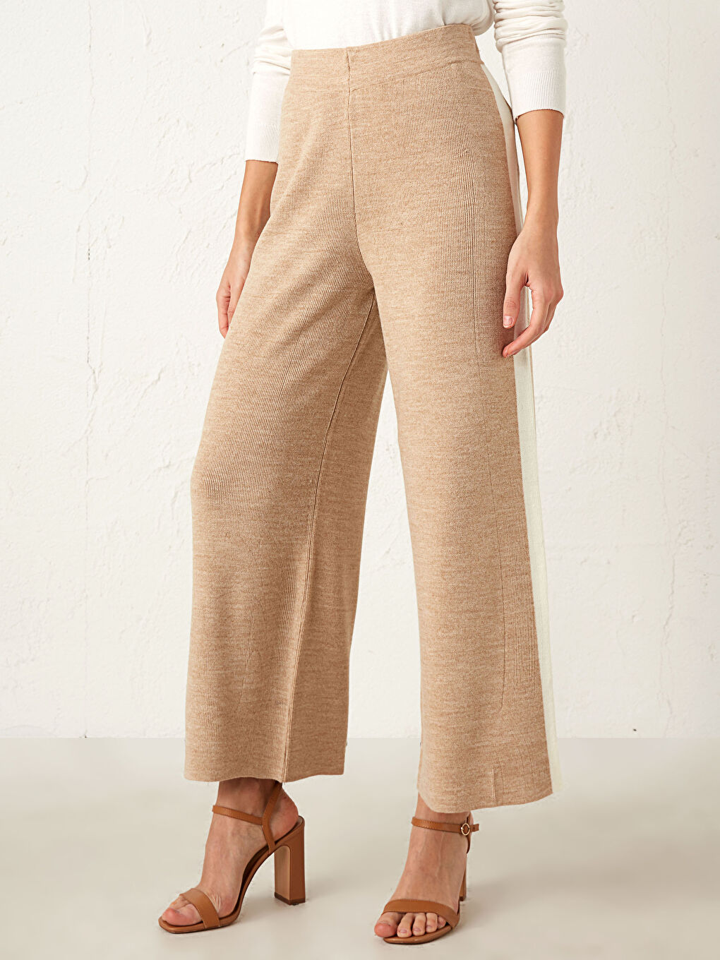 Elastic Waist Tricot Palazzo Pants-2