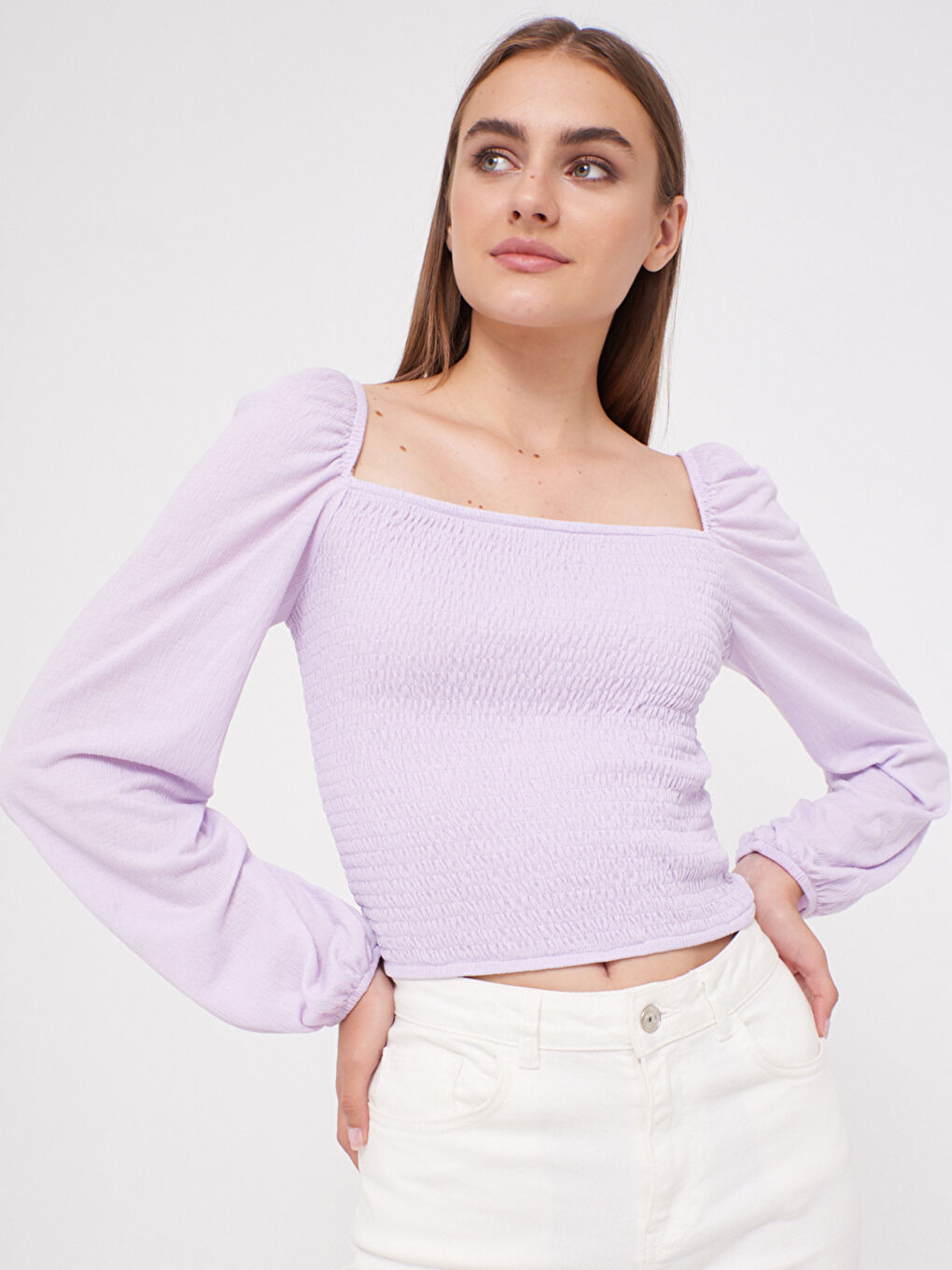 Women's Long Sleeve Square Collar T-Shirt