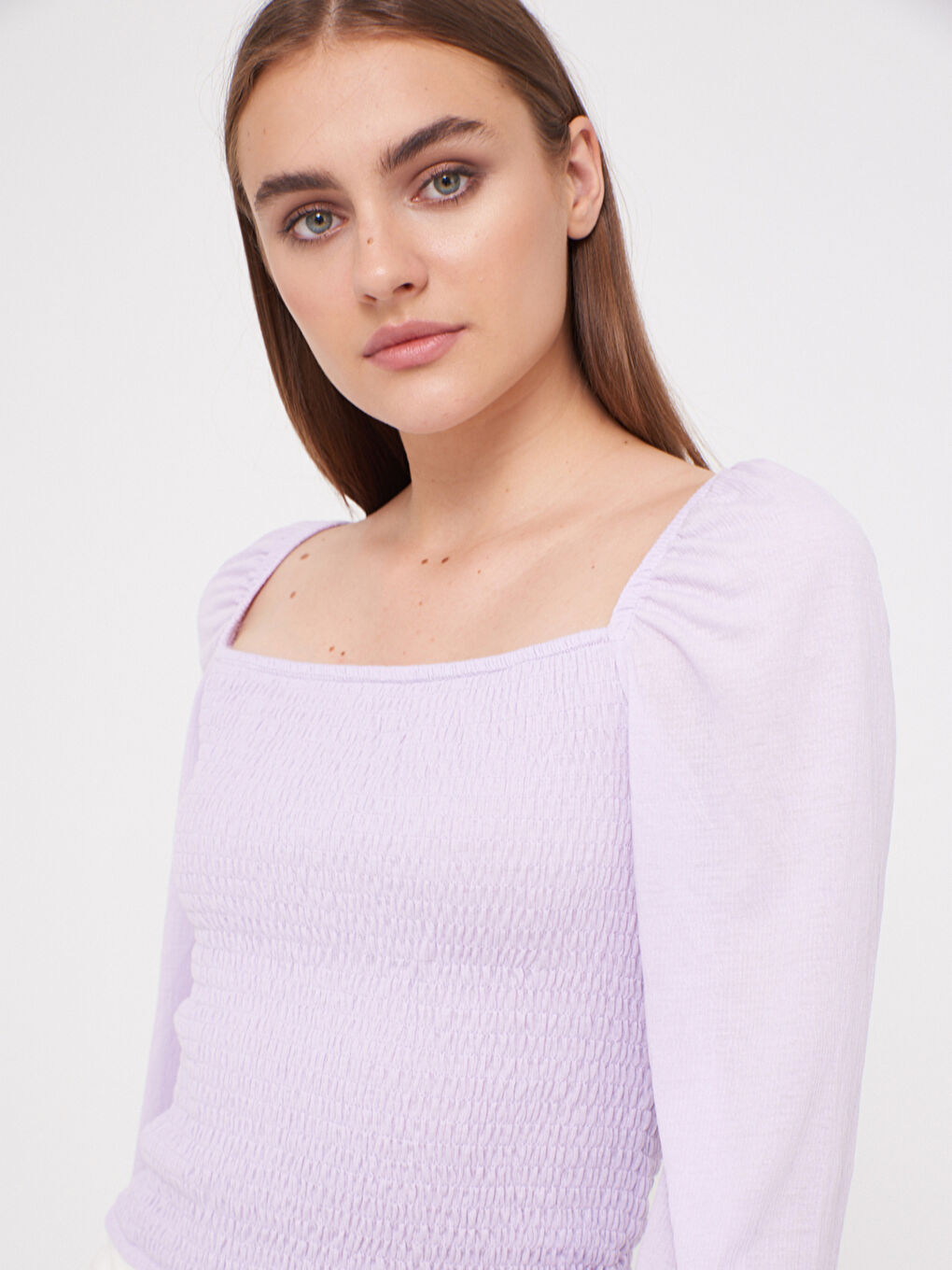 Women's Long Sleeve Square Collar T-Shirt-2