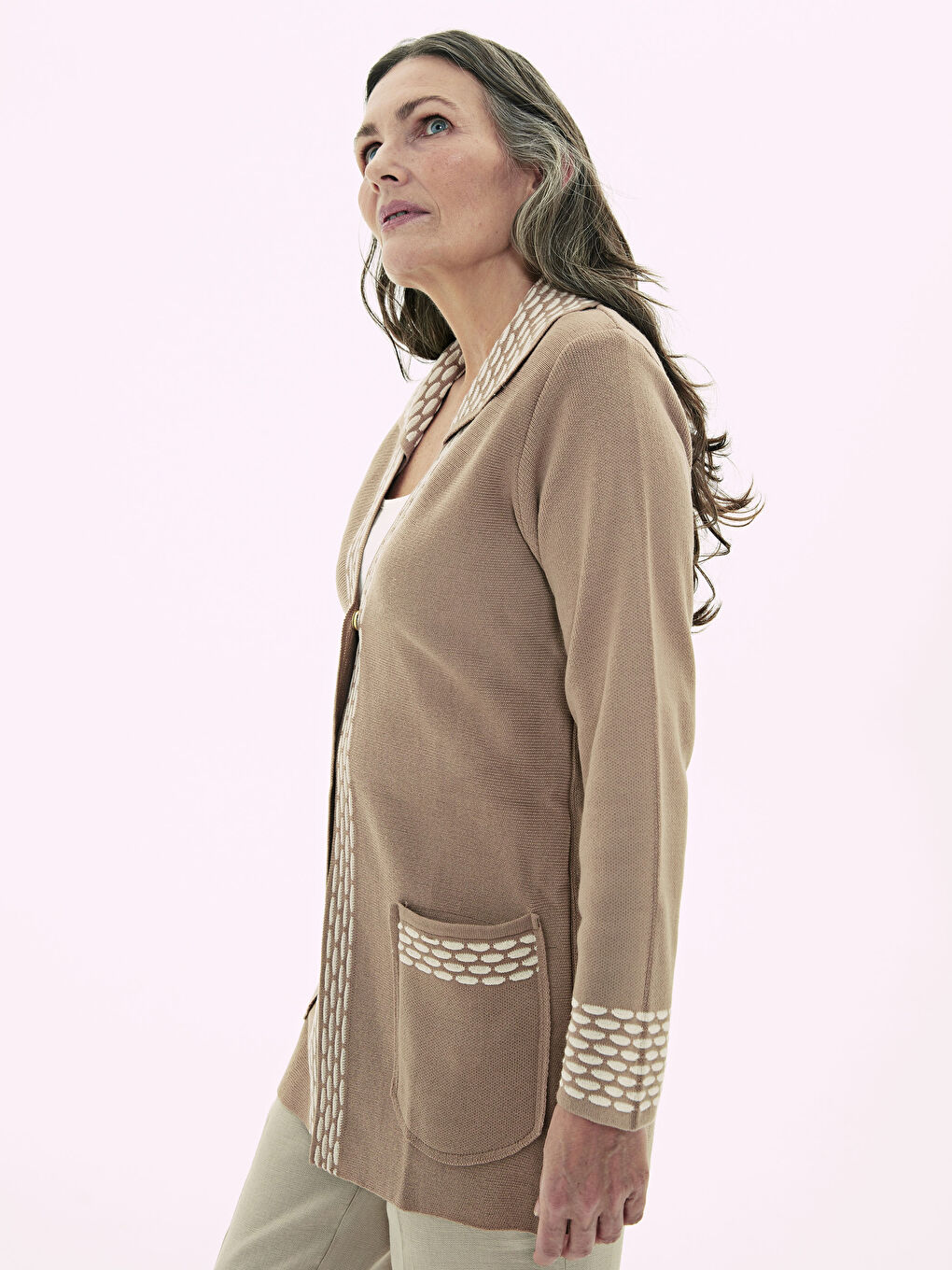 Patterned Jacket Collar Knitwear Cardigan-1