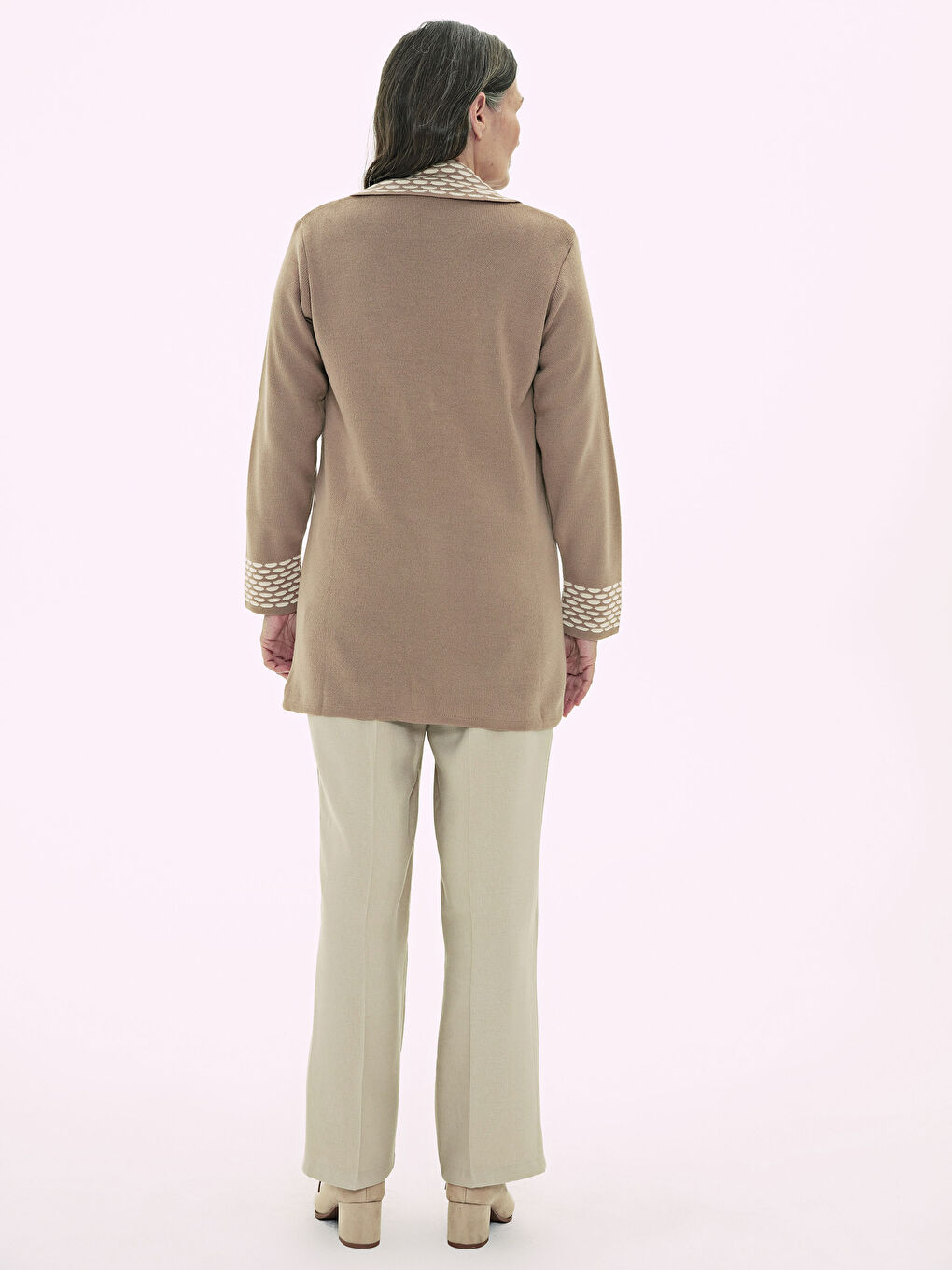 Patterned Jacket Collar Knitwear Cardigan-3