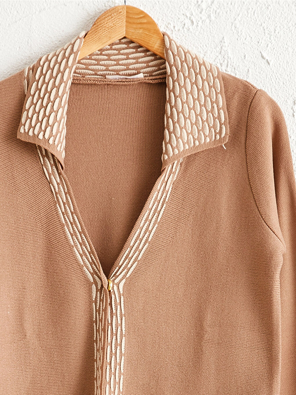 Patterned Jacket Collar Knitwear Cardigan-5