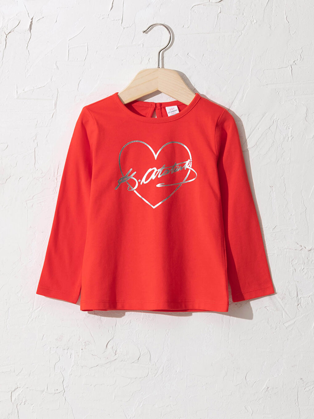 Kırmızı Kız Bebek Atatürk İmza Baskılı Tişört