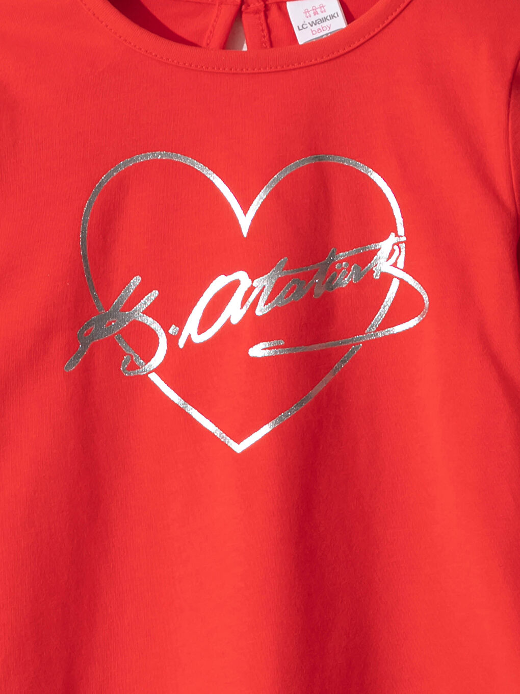 Kırmızı Kız Bebek Atatürk İmza Baskılı Tişört-2